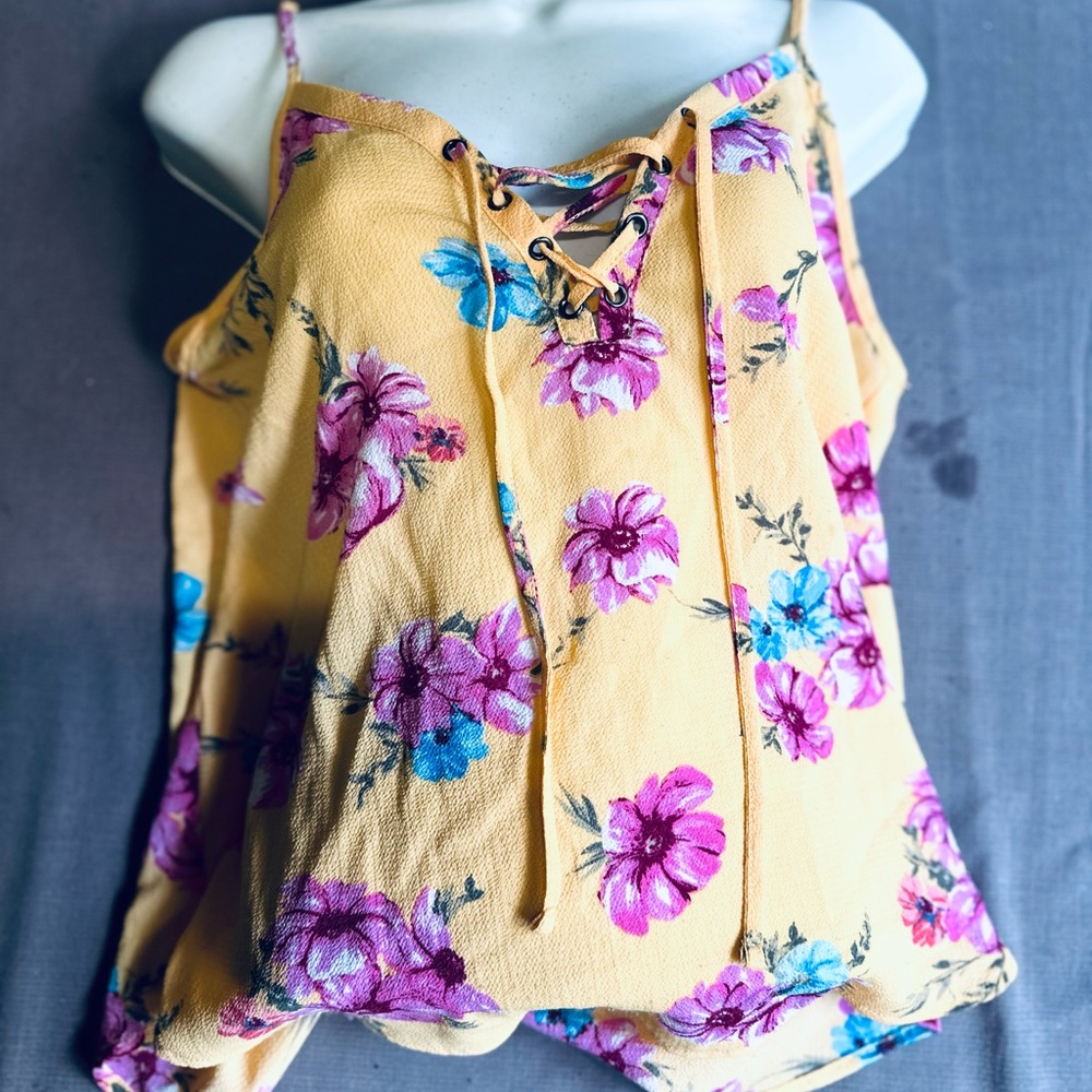 Floral Yellow Spaghetti Strap Top